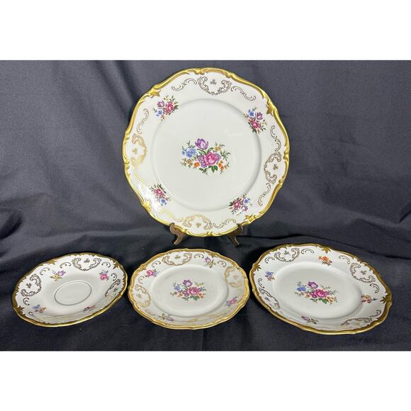 REICHENBACH GDR Dinner, Salad, Bread & Butter, Saucer Plates-RARE-One Set of4